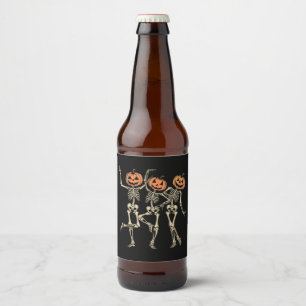 Skeleton Halloween Pumpkin Fall Spooky Season  Beer Bottle Label