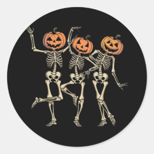 Skeleton Halloween Pumpkin Fall Spooky Season Classic Round Sticker