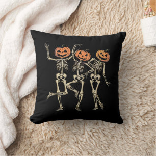 Skeleton Halloween Pumpkin Fall Spooky Season  Cushion