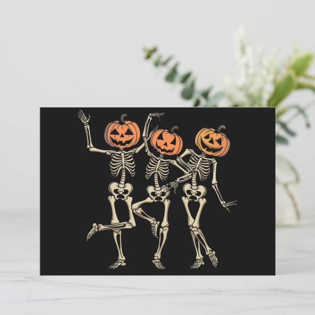 Skeleton Halloween Pumpkin Fall Spooky Season  Invitation (Standing Front)