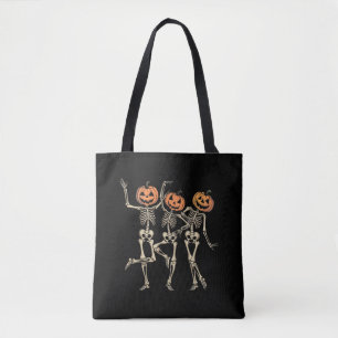 Skeleton Halloween Pumpkin Fall Spooky Season  Tote Bag