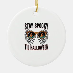 Skeleton Halloween Shirt with Witch Shades Vintage Ceramic Tree Decoration