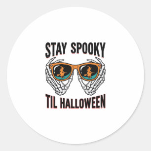 Skeleton Halloween Shirt with Witch Shades Vintage Classic Round Sticker