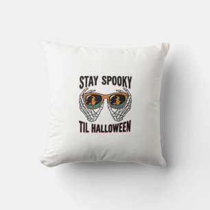 Skeleton Halloween Shirt with Witch Shades Vintage Cushion