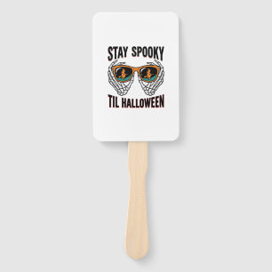Skeleton Halloween Shirt with Witch Shades Vintage Hand Fan