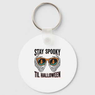 Skeleton Halloween Shirt with Witch Shades Vintage Key Ring