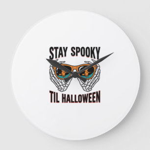 Skeleton Halloween Shirt with Witch Shades Vintage Large Clock