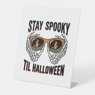 Skeleton Halloween Shirt with Witch Shades Vintage Pedestal Sign