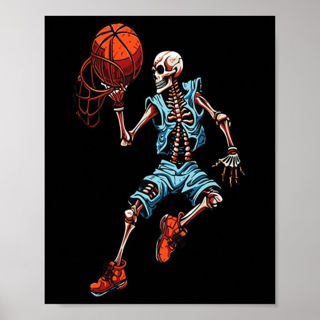 Skeleton Halloween Spooky Dunking Skull Costume  Poster (Front)