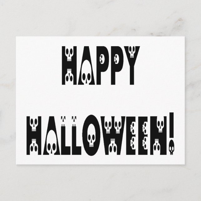 Skeleton Halloween Text Postcard (Front)