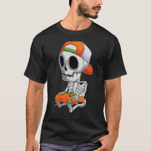 Skeleton Halloween Video Gamer Kids Boys Teens Me T-Shirt