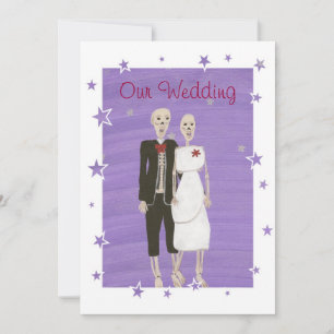 Skeleton Halloween Wedding Invitations, Custom Invitation