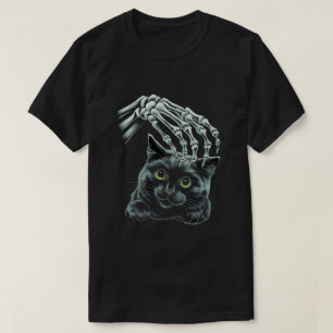 Skeleton Hand Boop Black Cat Pet For Halloween T-Shirt