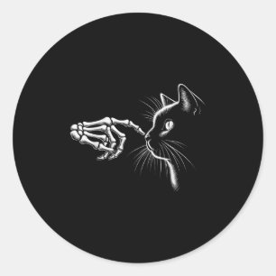 Skeleton Hand Boop Black Cat Pet For Women Men Hal Classic Round Sticker
