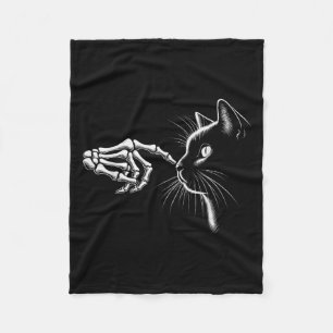 Skeleton Hand Boop Black Cat Pet For Women Men Hal Fleece Blanket