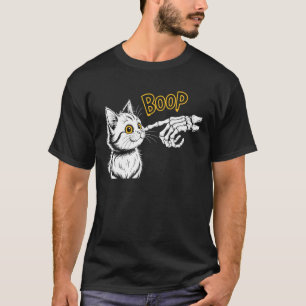 Skeleton Hand Boop Cat Lover Cute Feline Humour T-Shirt