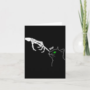 Skeleton Hand Boop On A Cats Nose Funny Halloween Card