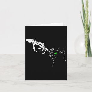 Skeleton Hand Boop On A Cat's Nose Funny Halloween Card