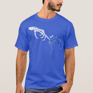 Skeleton Hand Boop On A Cats Nose Funny Halloween T-Shirt