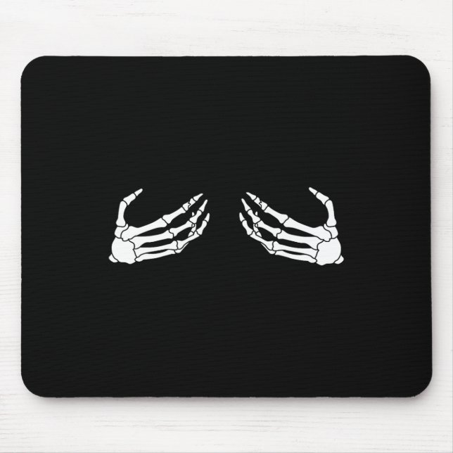 Skeleton Hand Breast Funny Halloween Costume Spook Mouse Mat (Front)