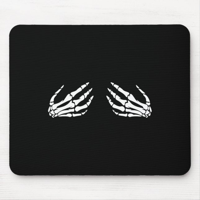 Skeleton Hand Breast Funny Halloween Costume Spook Mouse Mat (Front)