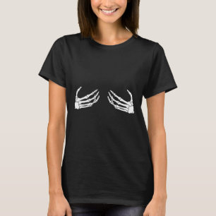 Skeleton Hand Breast Funny Halloween Costume Spook T-Shirt