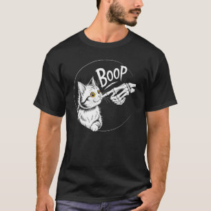 Skeleton Hand Cat Boop Spooky Cute Cat T-Shirt