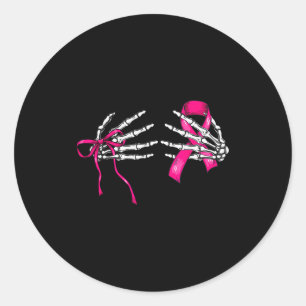 Skeleton Hand Check Your S Funny Survivor Breast C Classic Round Sticker