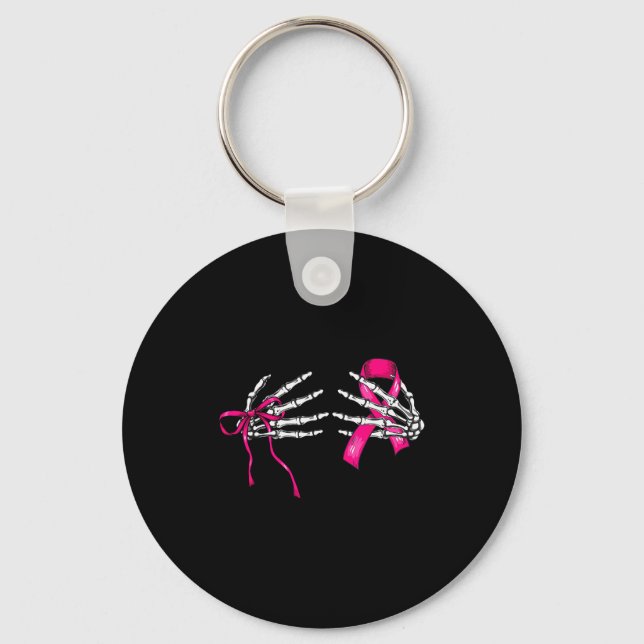Skeleton Hand Check Your S Funny Survivor Breast C Key Ring (Front)