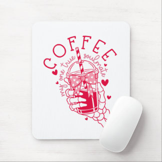 Skeleton Hand Coffee Red Hearts Gothic Mouse Mat