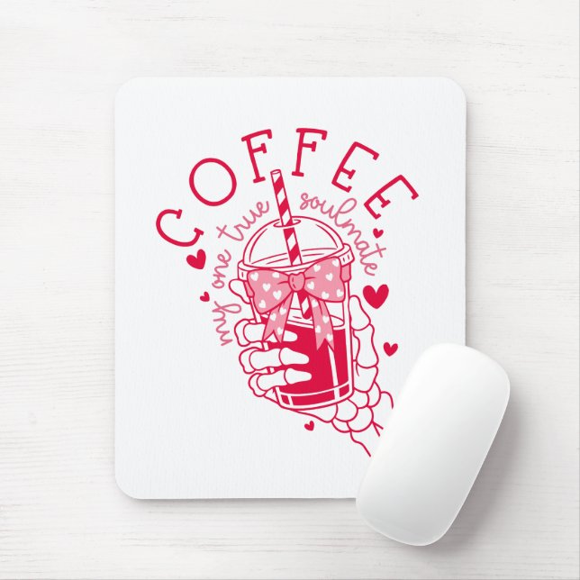 Skeleton Hand Coffee Red Hearts Gothic Mouse Mat (With Mouse)