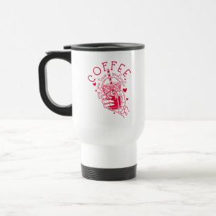 Skeleton Hand Coffee Red Hearts Gothic Travel Mug