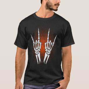Skeleton Hand Devil Horns Rock Hand Gesture T-Shirt