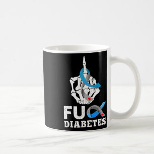 Skeleton Hand Fck Diabetes Blue Ribbon Awareness M Coffee Mug