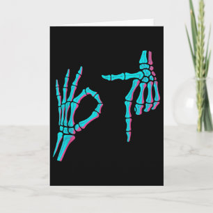 Skeleton Hand Funny Six Seven 6 7 Meme 67 Hallowee Card