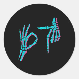 Skeleton Hand Funny Six Seven 6 7 Meme 67 Hallowee Classic Round Sticker