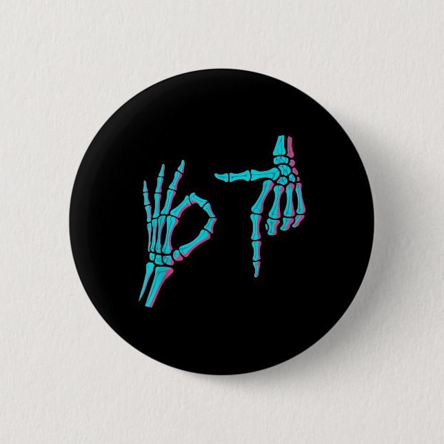 Skeleton Hand Funny Six Seven 6 7 Meme 67 Hallowee Cm Round Badge (Front)