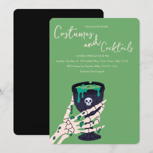 Skeleton Hand Goblet Costumes and Cocktails Invitation
