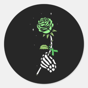 Skeleton Hand Green Ribbon Mental Health Awareness Classic Round Sticker
