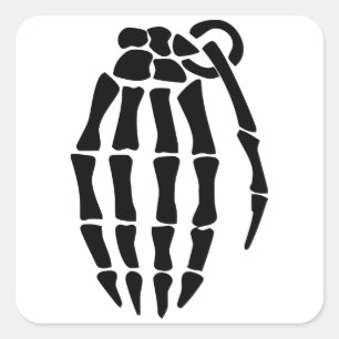 Skeleton Hand Grenade Square Sticker
