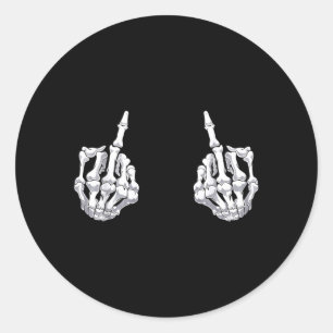Skeleton Hand Halloween Bones Middle Finger Skull Classic Round Sticker