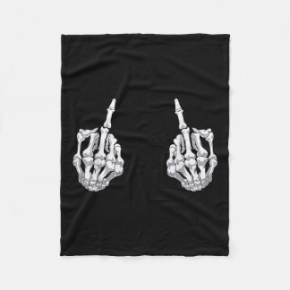Skeleton Hand Halloween Bones Middle Finger Skull Fleece Blanket