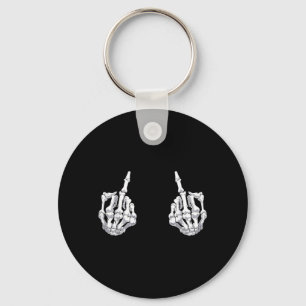 Skeleton Hand Halloween Bones Middle Finger Skull Key Ring