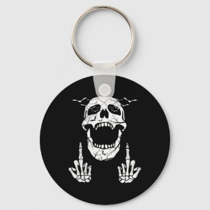 Skeleton Hand Halloween Bones Middle Finger Skull Key Ring