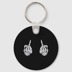 Skeleton Hand Halloween Bones Middle Finger Skull Key Ring