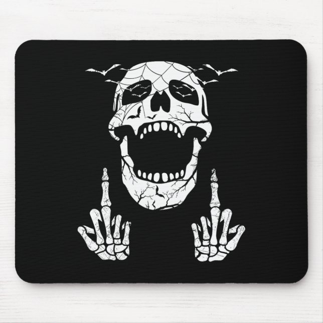 Skeleton Hand Halloween Bones Middle Finger Skull  Mouse Mat (Front)