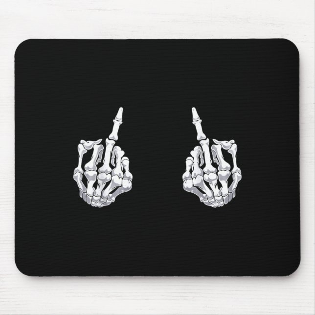 Skeleton Hand Halloween Bones Middle Finger Skull Mouse Mat (Front)