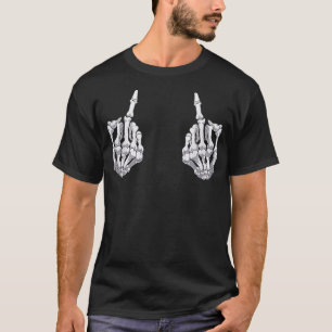 Skeleton Hand Halloween Bones Middle Finger Skull T-Shirt