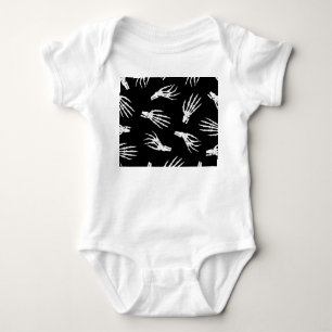 Skeleton hand: Halloween bones pattern. Baby Bodysuit