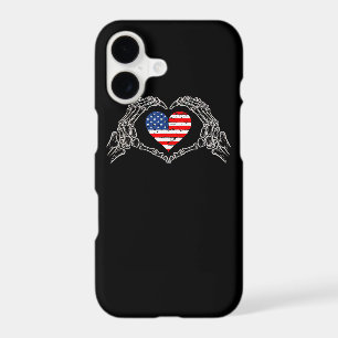 Skeleton Hand Heart 4th Of American Flag Patriotic